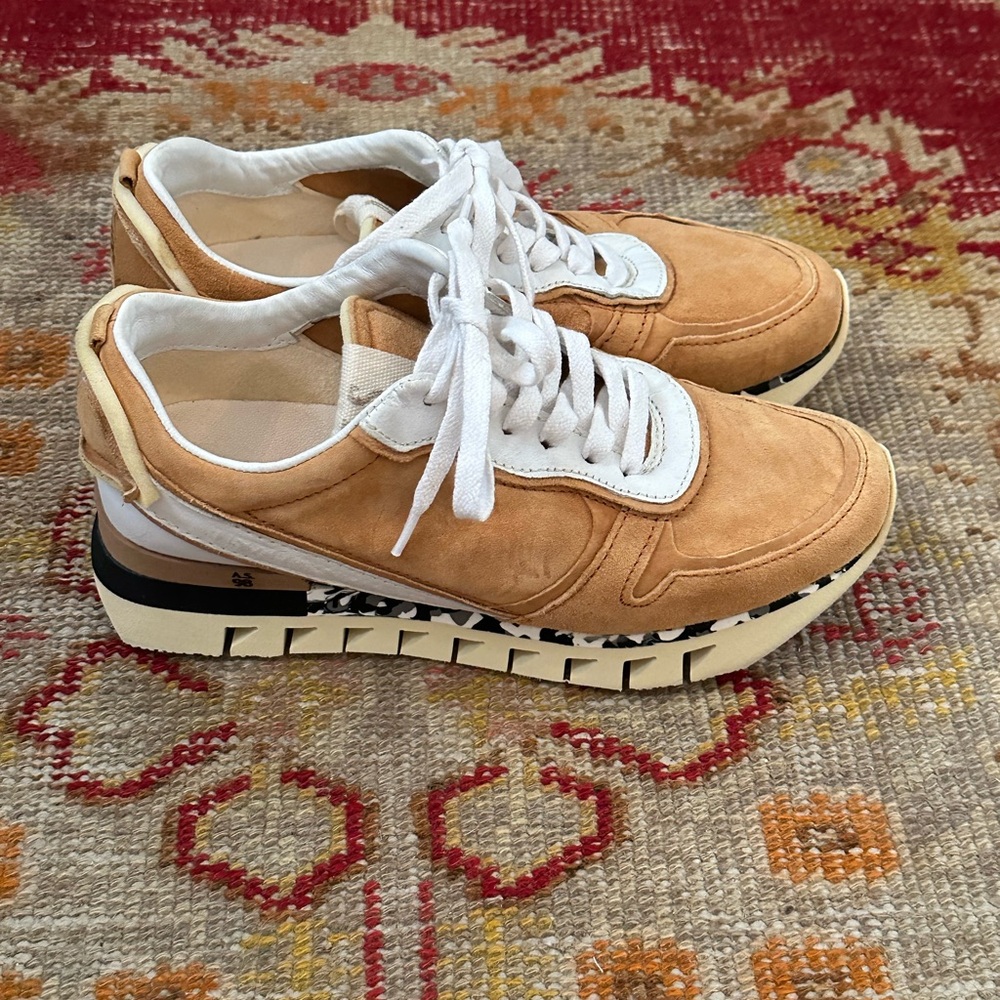 A.S.98 Tan and White Suede Athletic Sneakers - Picture 3 of 7